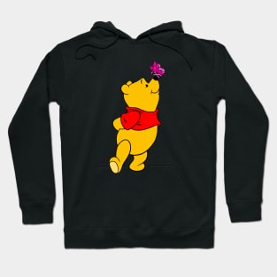 Yellow Bear with Awareness Ribbon Butterfly (Pink) Hoodie